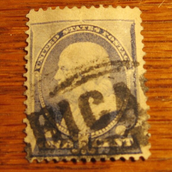 U.S. POSTAGE Other - 1881-82 Re-engraved Gray Blue Benjamin Franklin 1 cent stamp